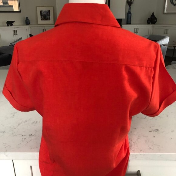 Haggar Casual Short Sleeve Button Down Polyester Shirt Orange/Red Sz S NWOT - Picture 7 of 10
